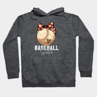 Vintage baseball sister with bow Hoodie